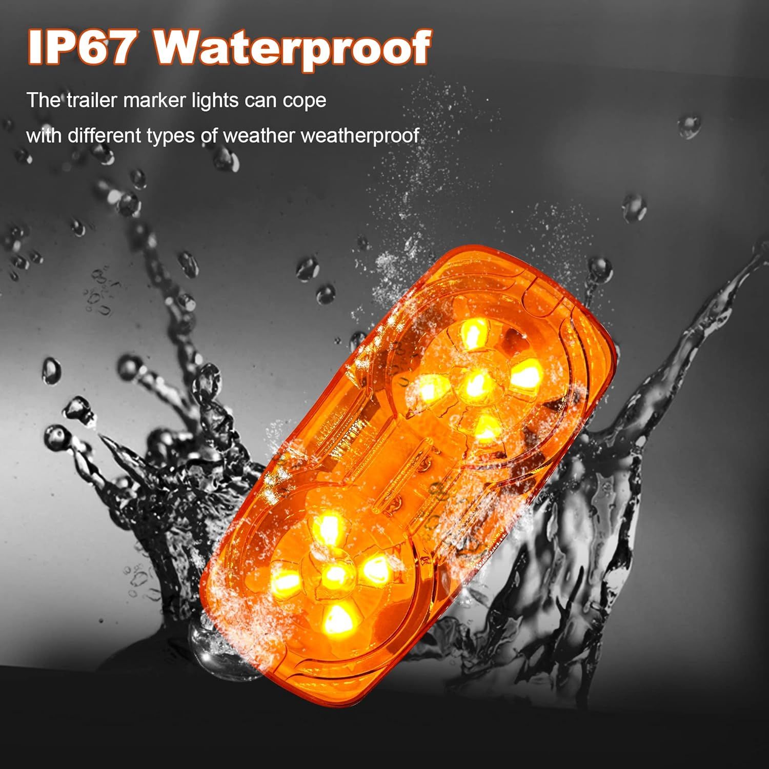Light Indicator Double Bubble Rectangular 12V Surface Mount RV Camper Trucks Side Marker Light (5 pcs Amber) — image 4