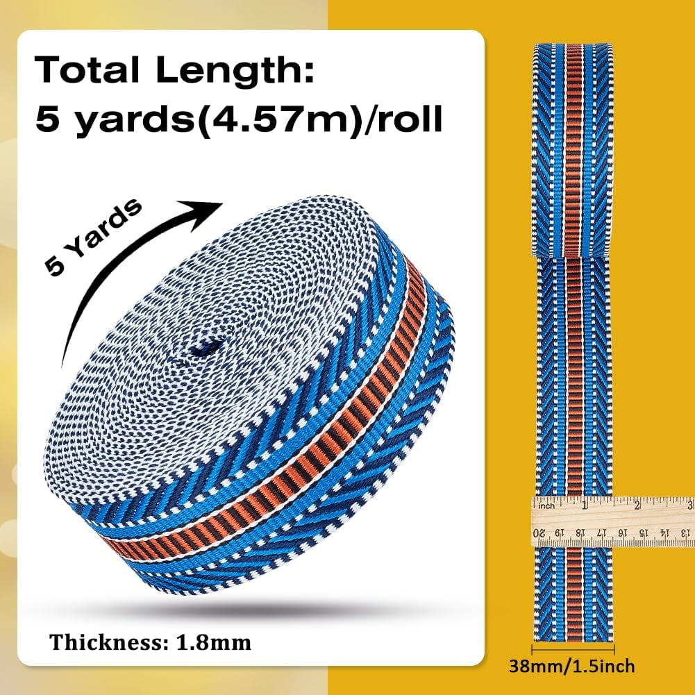 5 Yards Polycotton Jacquard Arrow Ribbon Clothes Accessories Olive 1-1/2 inch(38mm) — image 2