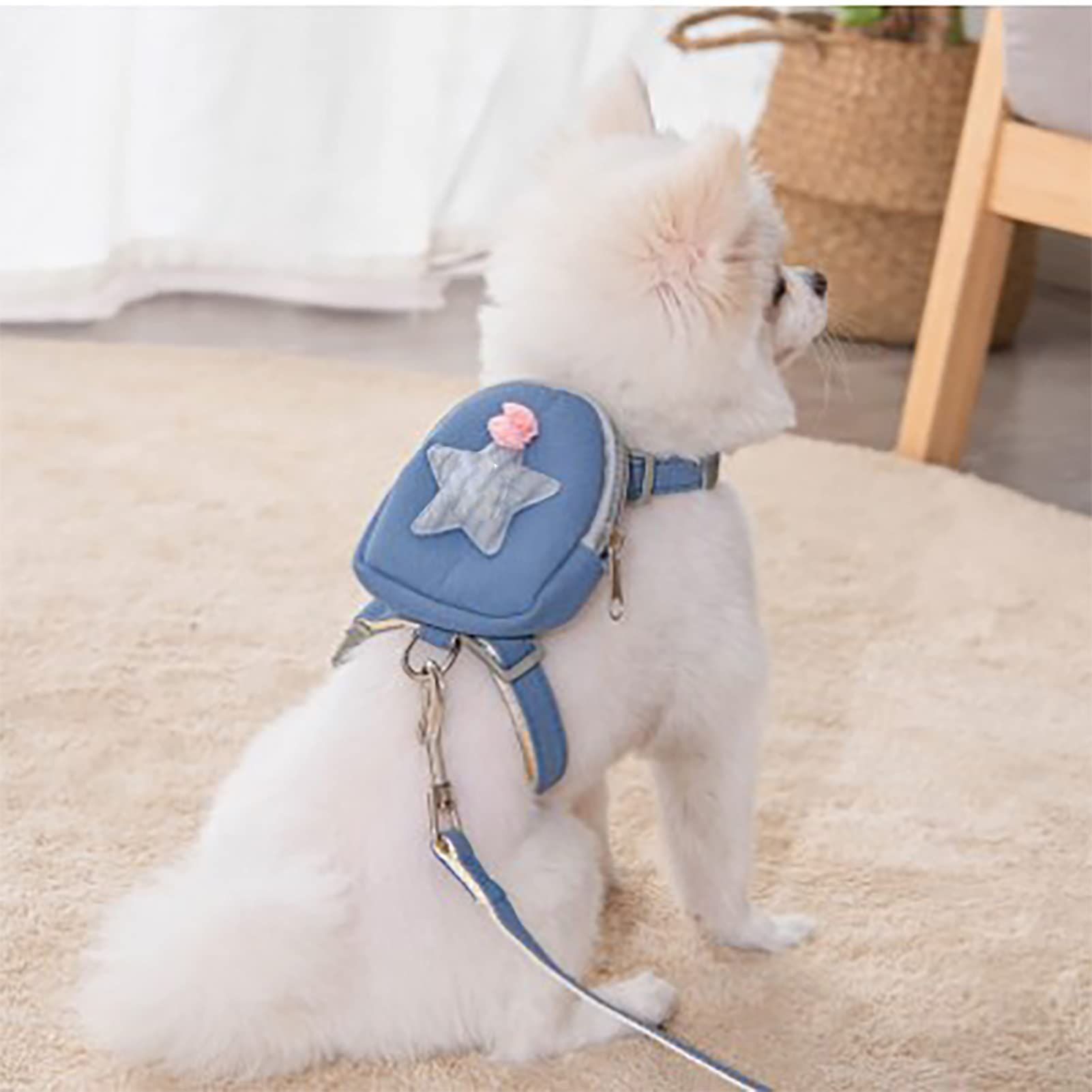 Pet Harness Leash Set, Cute Backpack Cat Vest Belt Leash Snap Design Pet Harness Leash Comfortable and Breathable Dog Vest Leash โ image 3