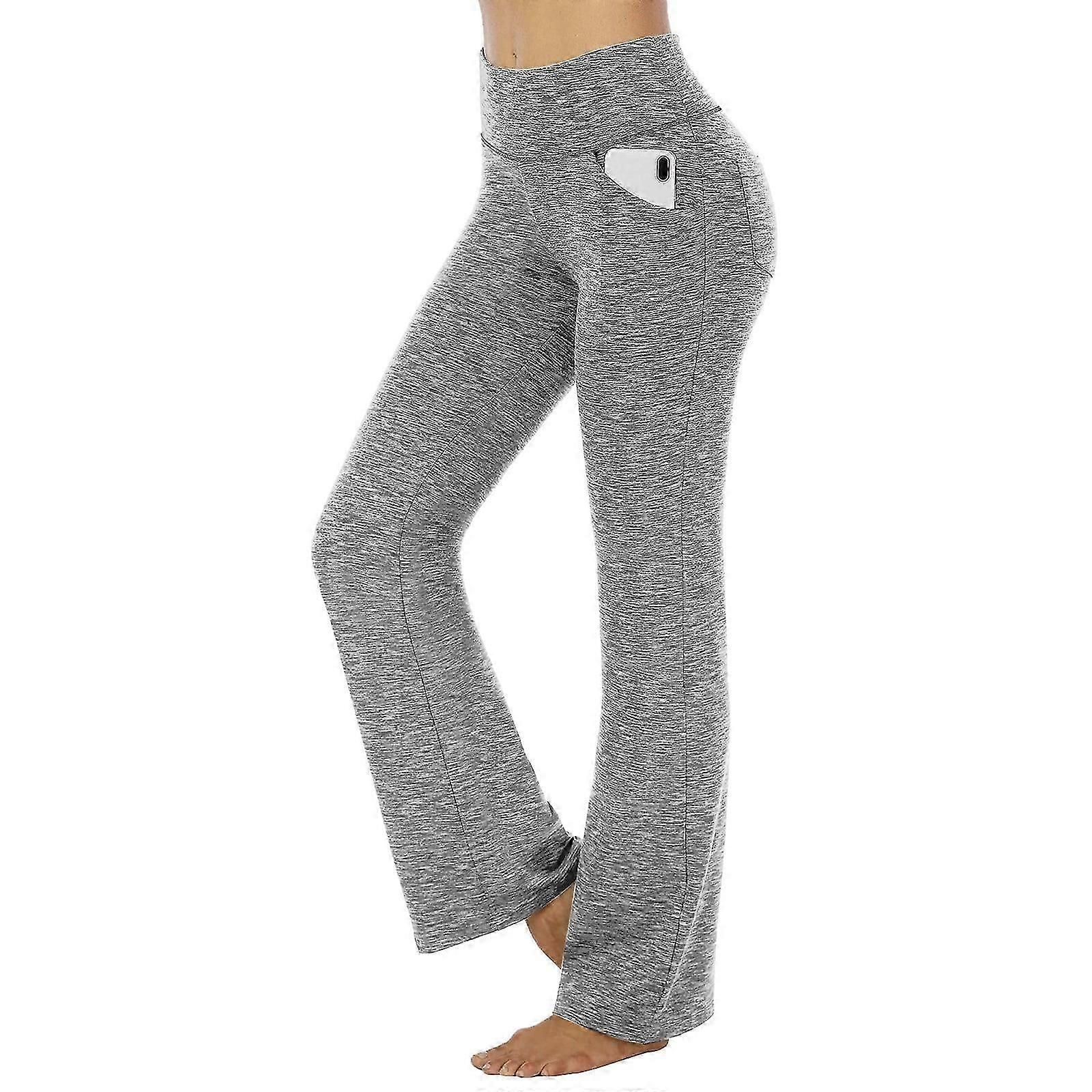 Women's High Waist Yoga Leggings with Pockets Workout Fitness Pants Stretch Casual Sports Trousers - Gray 4XL