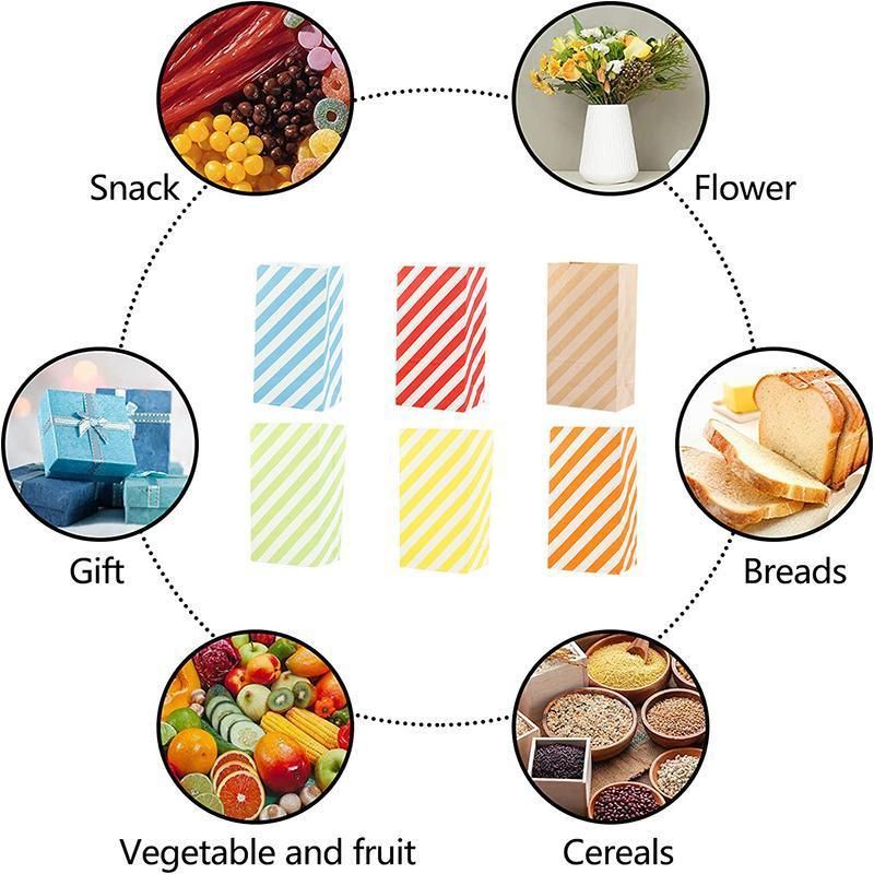 100X Colourful Plaid Kraft Paper Bag Candy Cookie Snack Cake Gift Bags 9X6X18cm - Green โ image 6