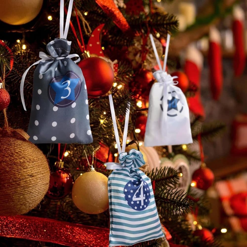 24 Christmas Calendar Bags, DIY Advent Calendar with Hanging Bags, Reusable Green Christmas Gifts — image 3