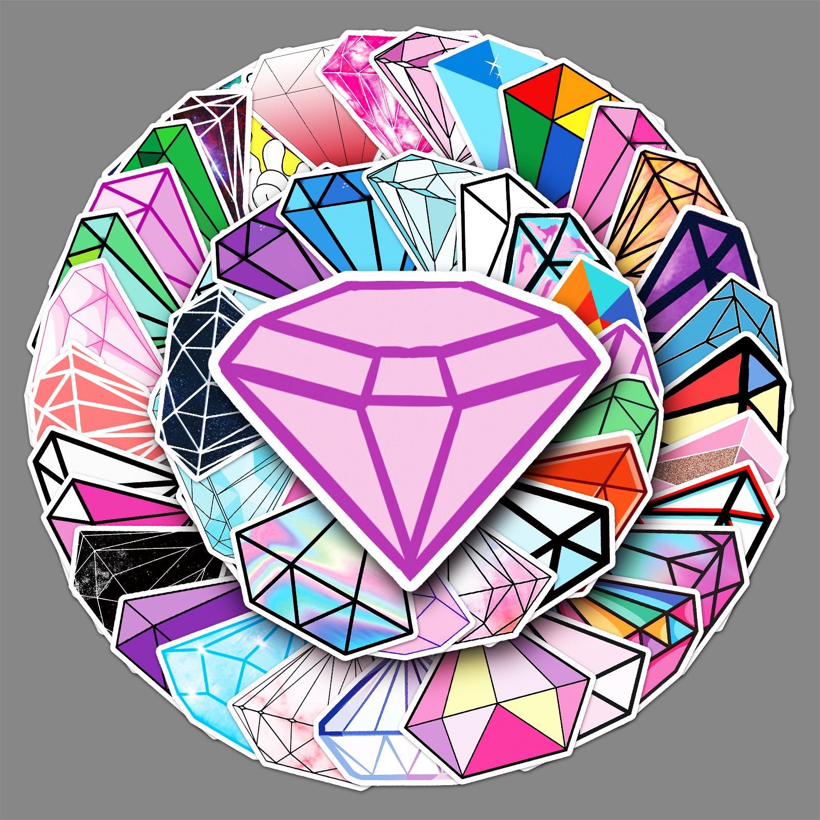 Diamond Stickers 50 Pack Cute Crystal Water Bottles Stickers-Waterproof Stickers for Skateboard,Laptop,Computer,Refrigerator,Cup