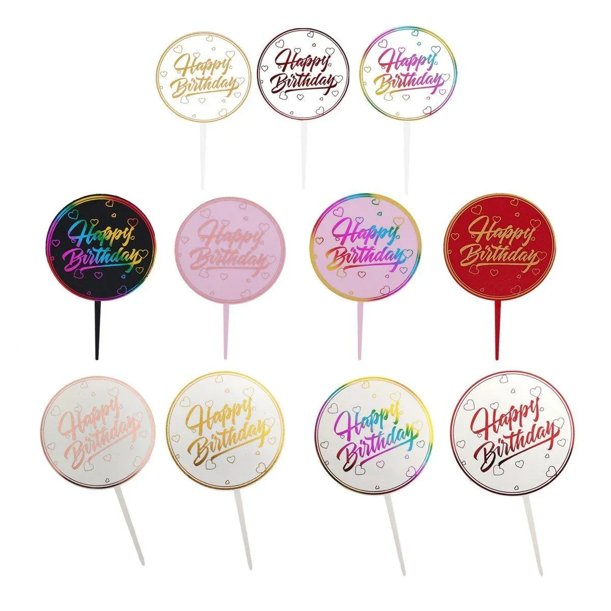 Happy Birthday Anniversary Wedding CakeCardboard Topper Acrylic Party Decoration - 15 โ image 3