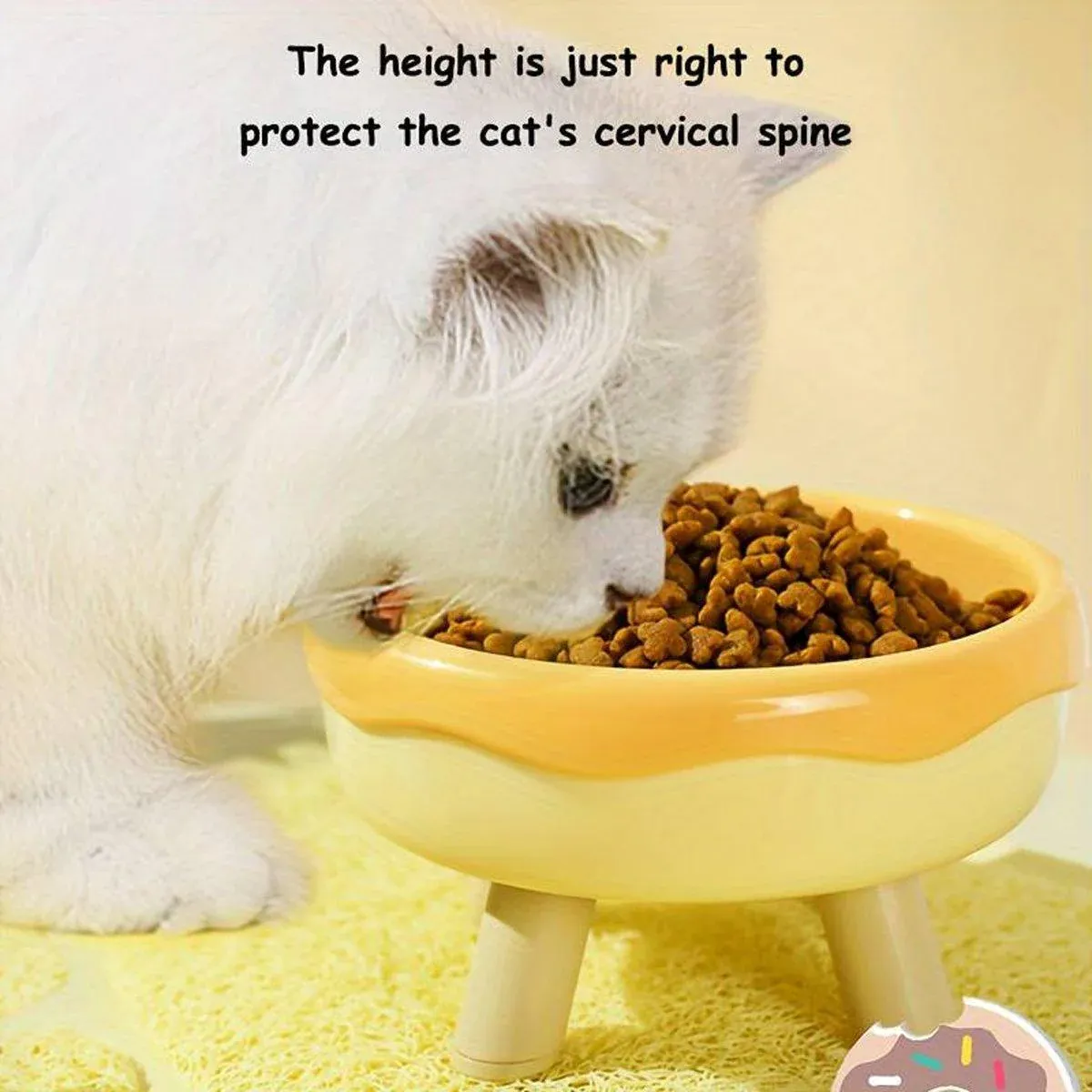 Cat Food Water Bowl Non Slip Raised Pet Feeding Dish Elevated Feeder Cats - Pink โ image 6