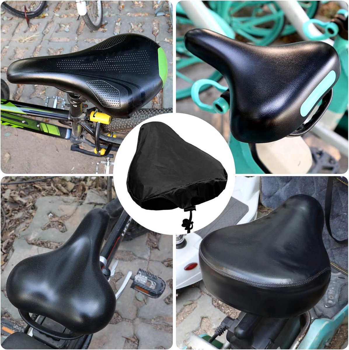 Waterproof Bicycle Saddle Cover with Drawstring - Black - Universal Size 24x27 cm - Protects Against Rain & Dirt โ image 5