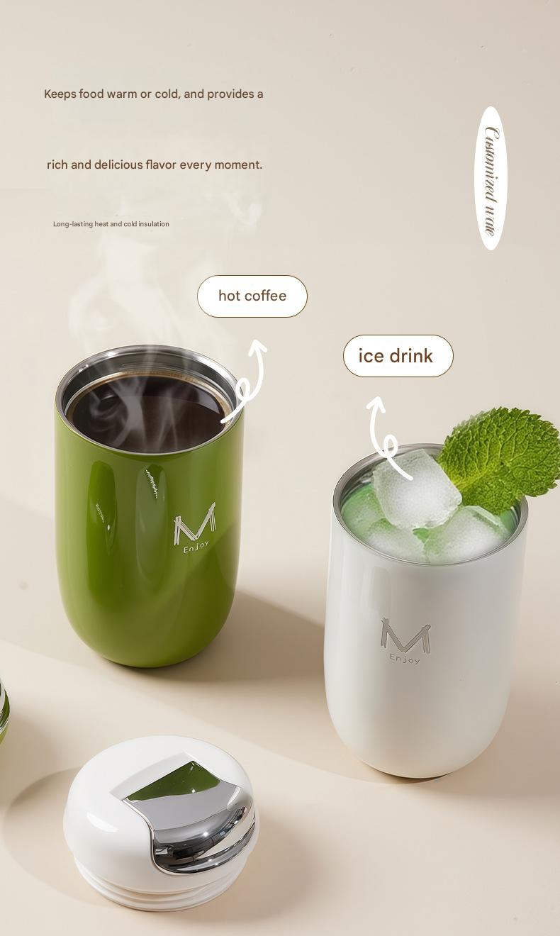 Green Premium 316 Stainless Steel Coffee Tumbler - 350ml Vacuum Insulated Travel Mug with Sip Lid, Leak-Proof Egg Shape Design, Hot & Cold Beverage Cup for โ image 5