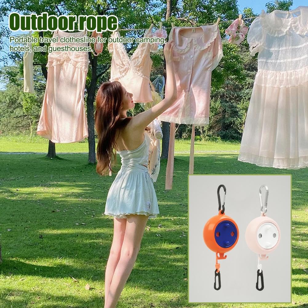 Portable Travel Clothesline with Adjustable Clips and Carabiners, Non-Slip Laundry Drying Line for Camping, Hotels and Outdoor Use — image 2