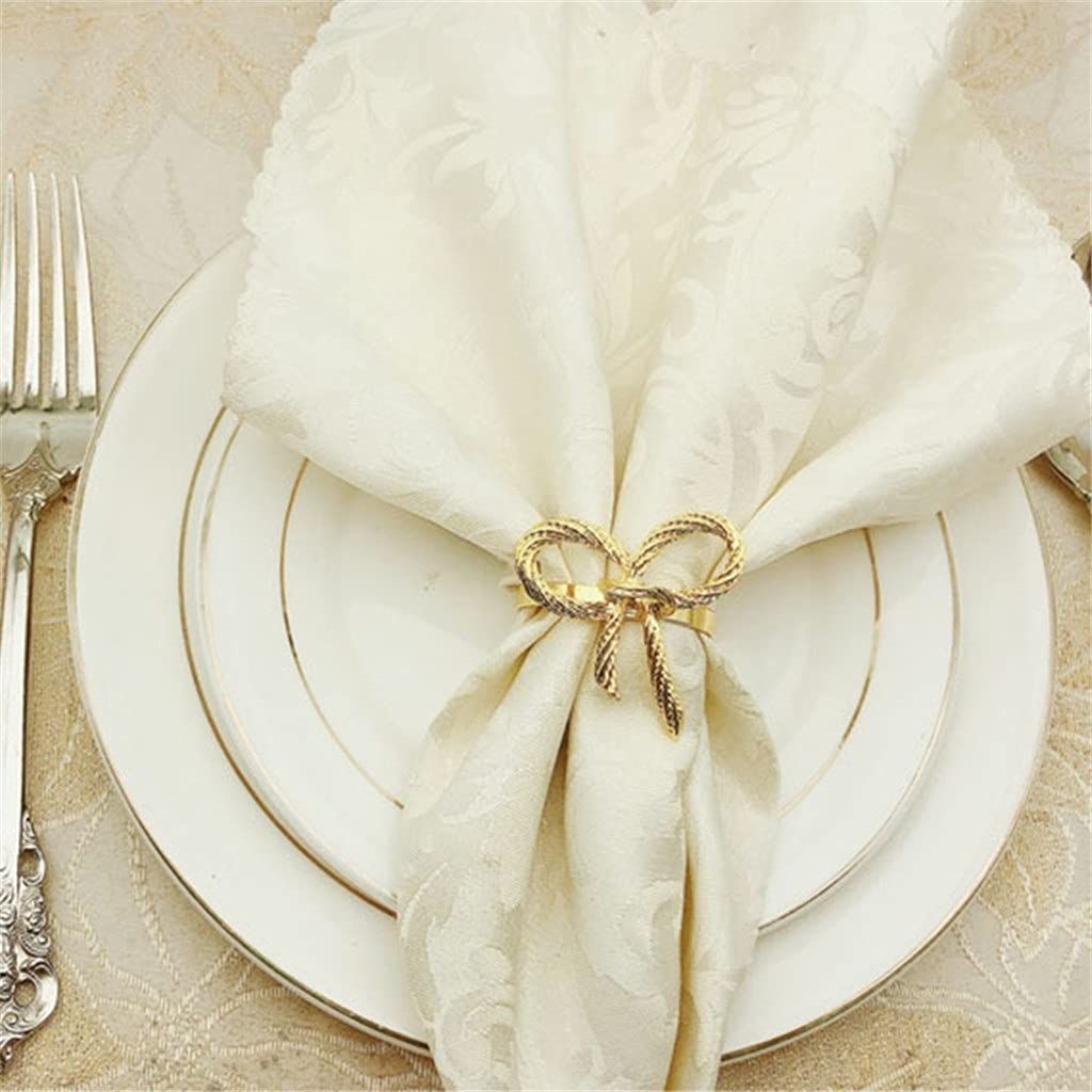 6 Pcs Golden Butterfly Bow Tie Napkin Buckle Hotel Restaurant Napkin Decoration Nice enough to use again and again(Color: Gold) — image 3