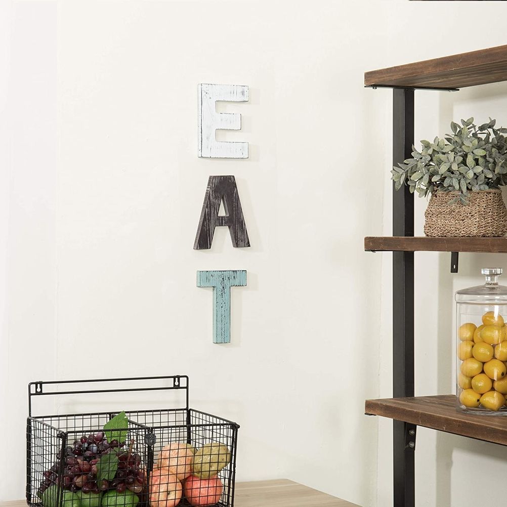 Christmas Wooden Hanging Rustic Multicolor Cutout Wooden EAT Letters Wall Mounted Decorative Signs — image 5