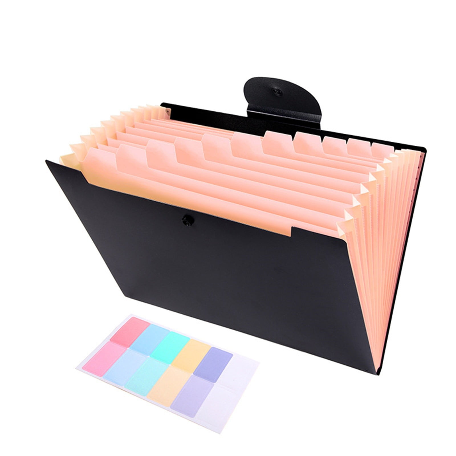 Accordion File Organizer Expanding File Folder with 12 Pockets Portable Receipt Paper Bill Document Organizer Letter/ Size Filing Folder Schǒ-ǒl Black D — image 2