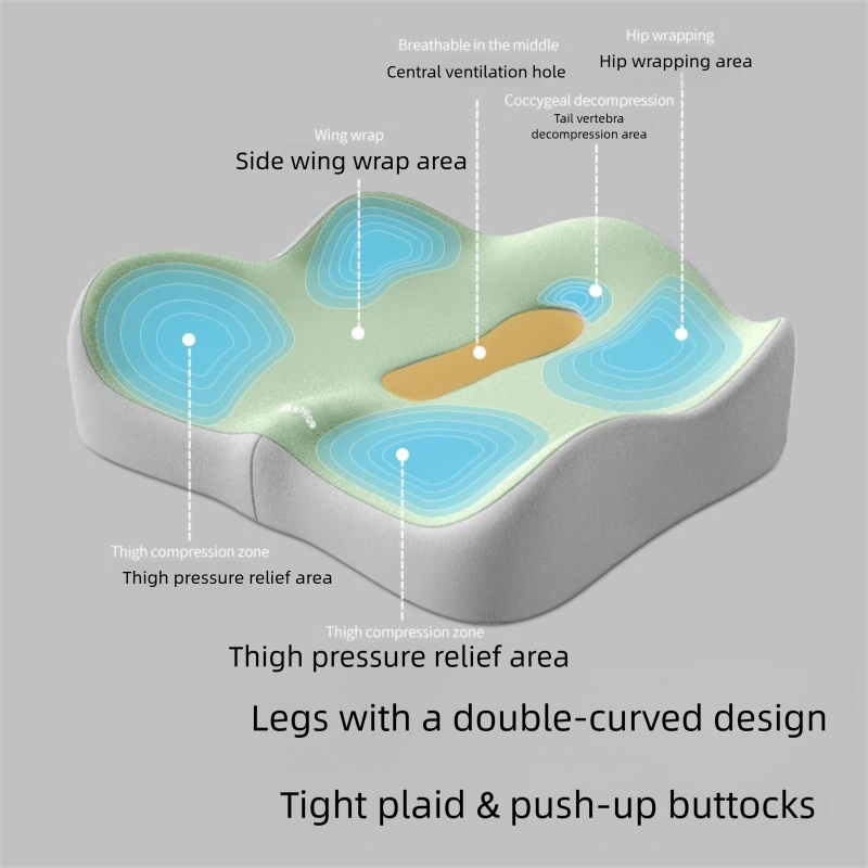 Grey Ergonomic Memory Foam Seat Cushion – Coccyx Relief for Office, Car and Long Sitting — image 4
