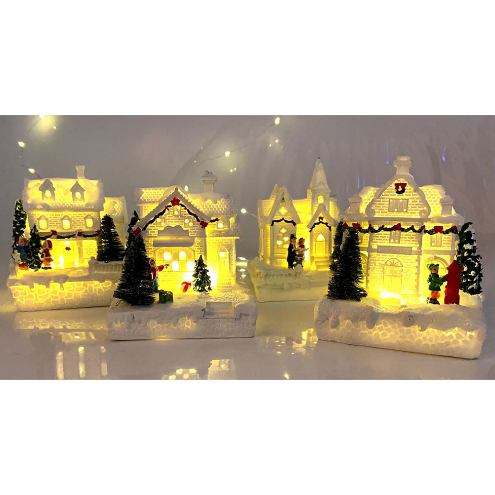 Christmas Village Ornament LED Lighted Christmas Village Houses with Figurines Christmas Village Decoration Indoor Room Decor — image 4