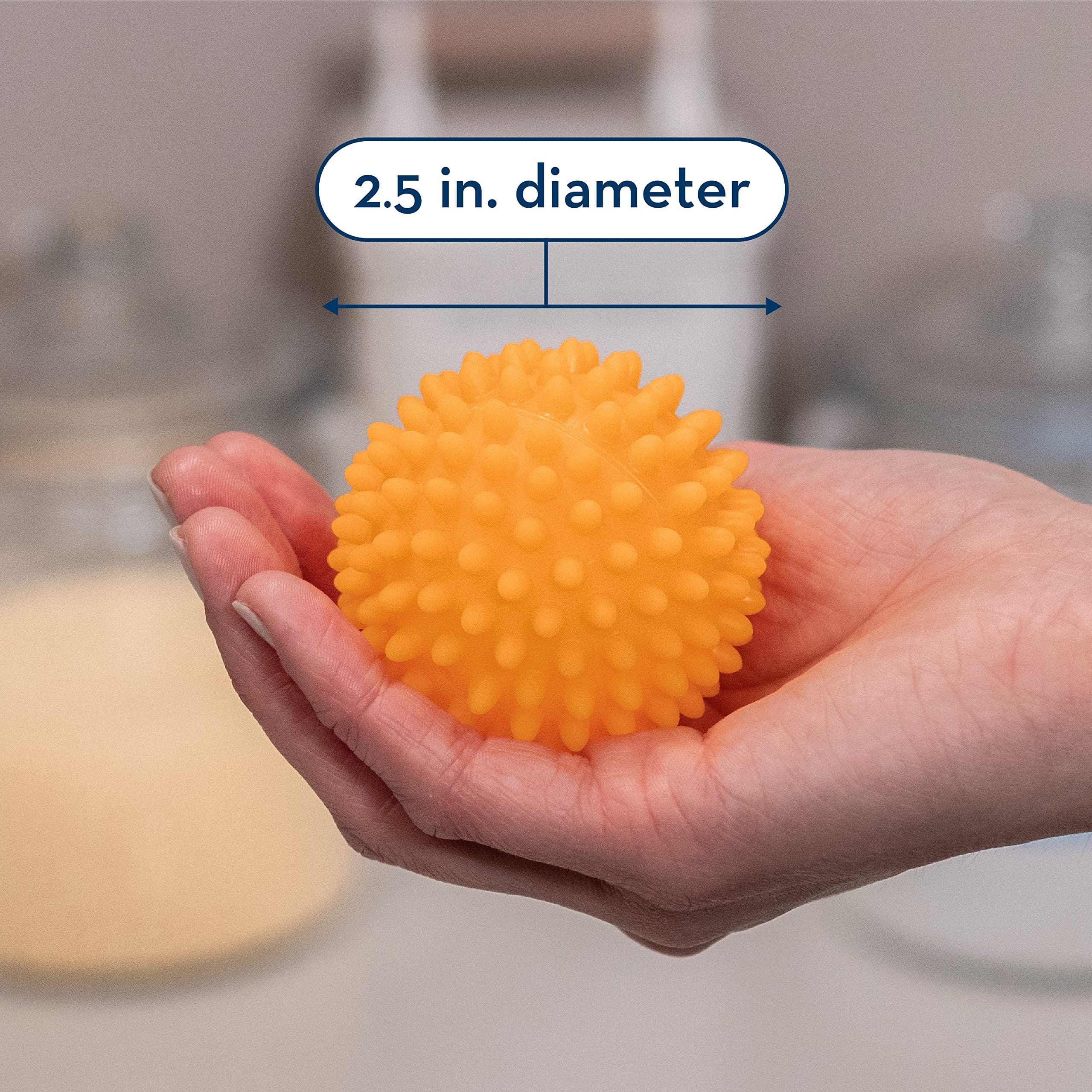 Reusable Dryer Balls, Fabric Softener for Laundry, Orange, 2.5 in, 6 Pack helping to dry more evenly — image 2