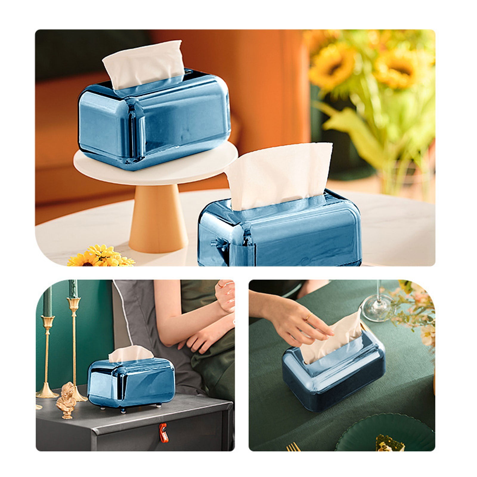 Tissue Box Cover Square 6x4x5" - Acrylic Tissue Box Holder, Elegant Tissue Holder & Napkin Dispenser for Home - Modern Kleenex Box Covers for Office β image 3