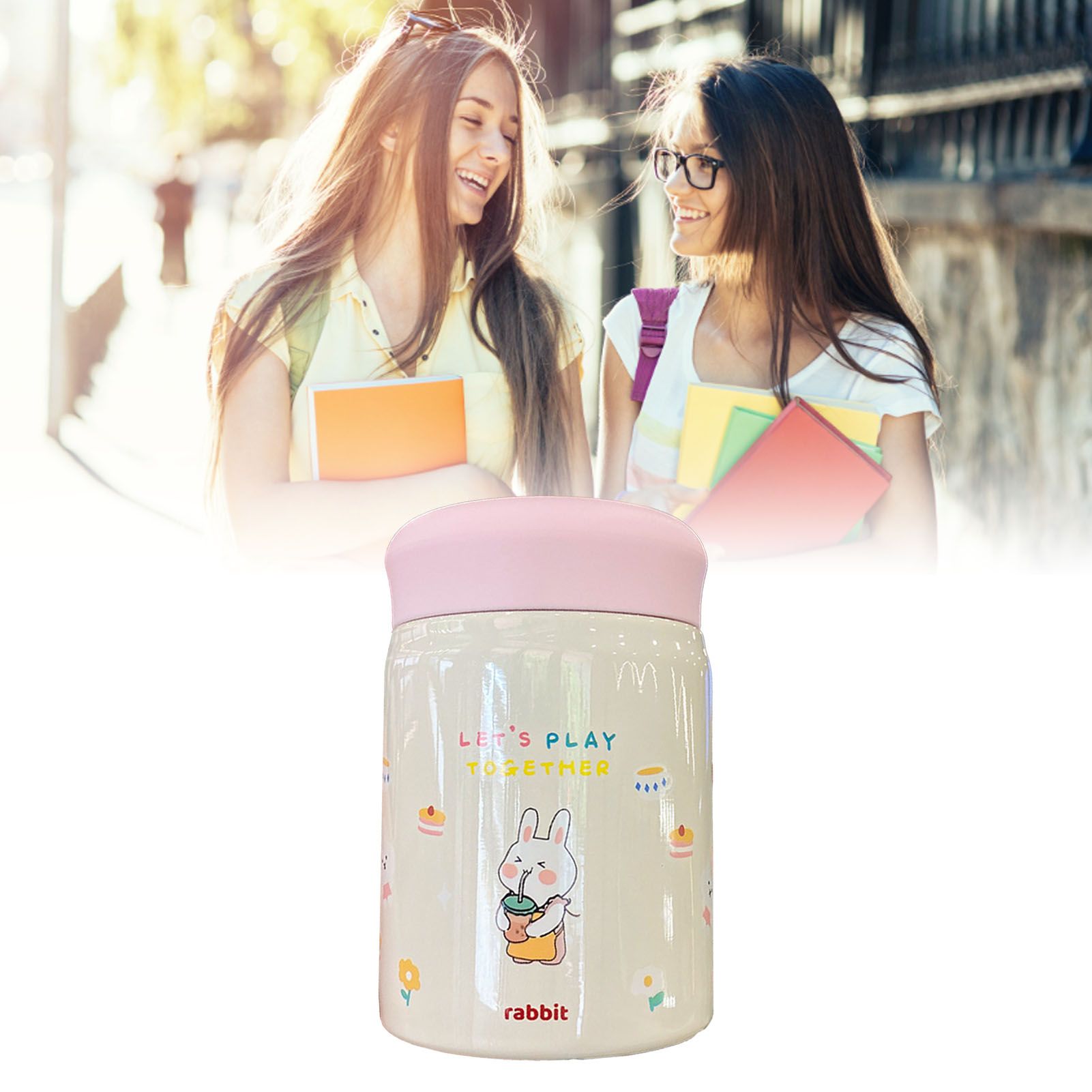 320ml Stainless Steel Insulated Vacuum Food Jar Cup Container with Lid for Outdoor Cartoon Portable Bottle Rabbit โ image 5