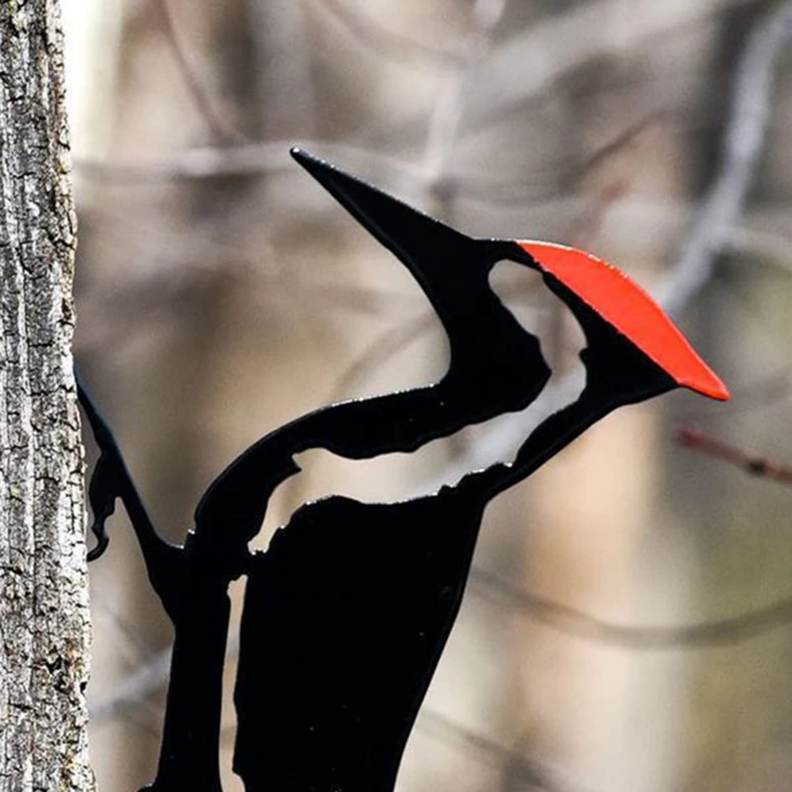 Woodpecker Silhouette Statue for Tree, Metal Bird Yard Art Decor, Bird Stake Ornament for Home, Lawn, Yard, & Farmhouse Black — image 4