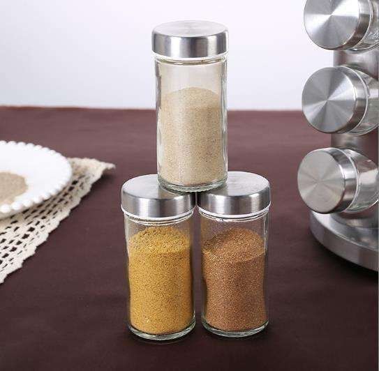 20 Glass Jars with Labels, Transparent, Rotating Spice Tower — image 5