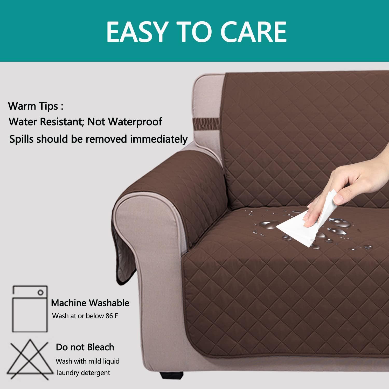 UNICE Home Sofa Cover Bundle Loveseat Cover Chair Cover (Sofa+Loveseat+Chair, Coffee) — image 5