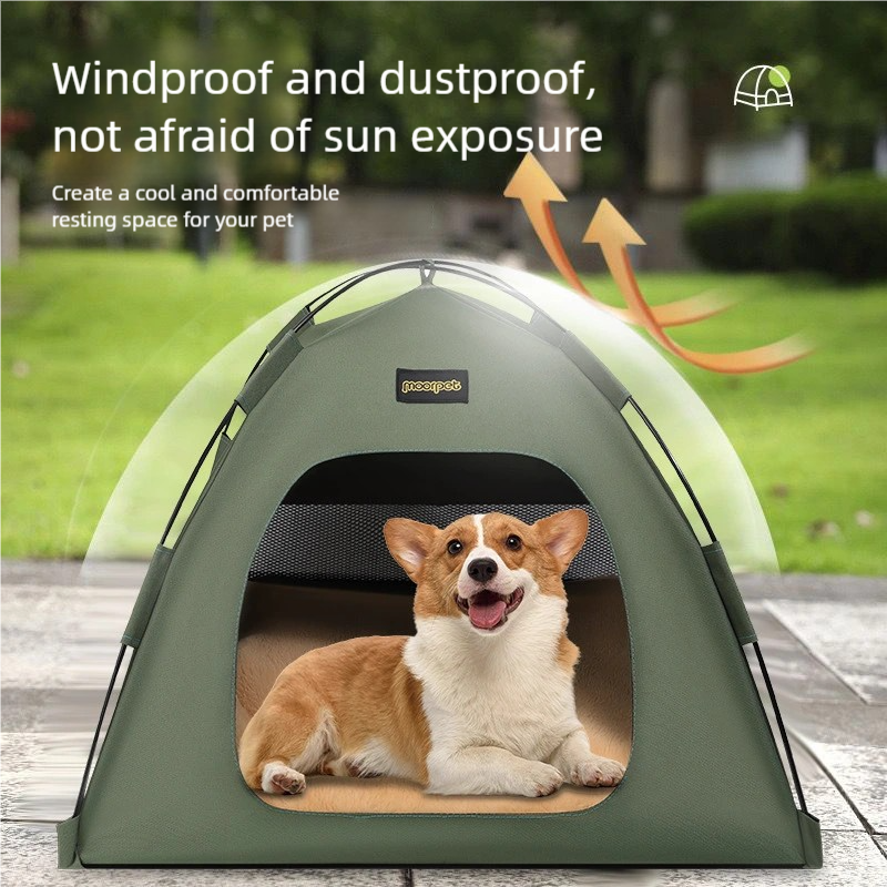 Medium Pet Tent for Cats & Dogs(Khaki) - Portable Comfort Shelter with Soft Cushion — image 5