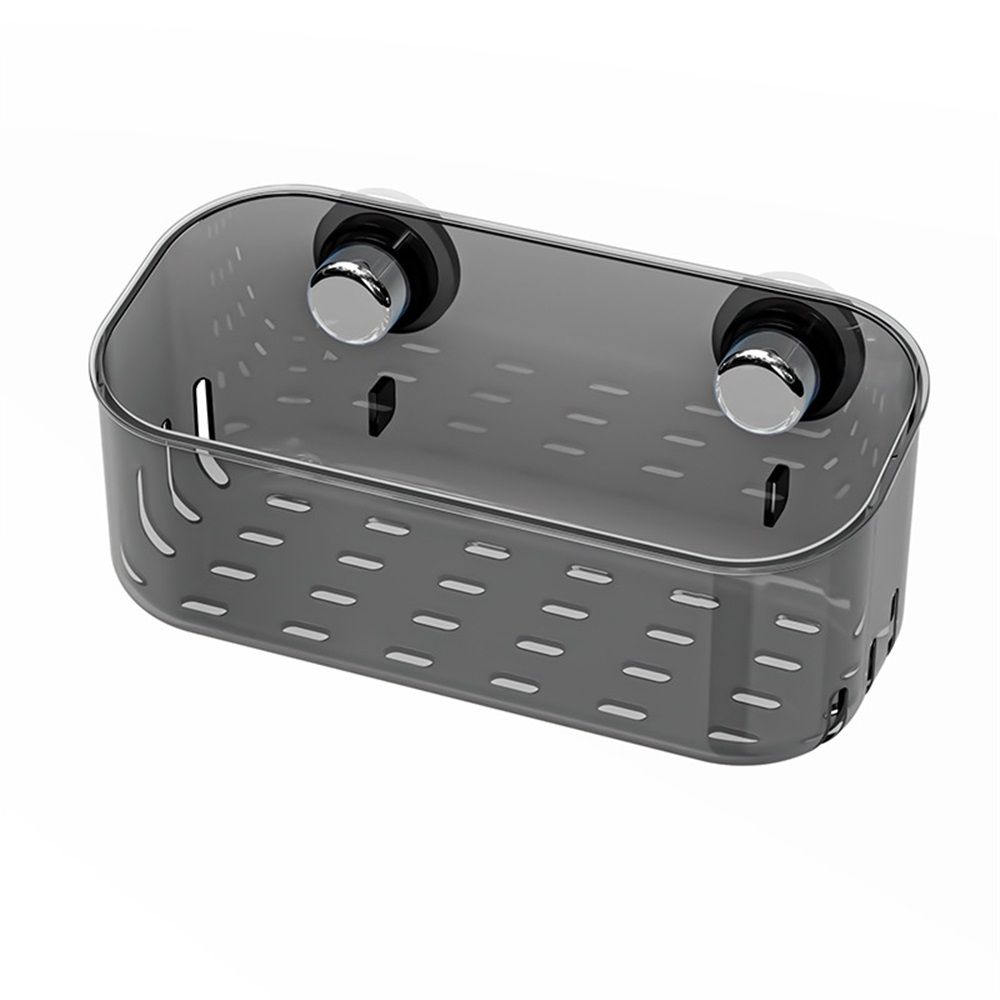 Plastic lock suction wall storage basket storage box for bathroom showers, bathtubs, and mirrors - transparent(grey)