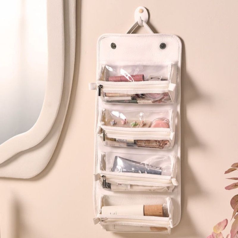 4-in-1 Travel Makeup Bag, Waterproof Foldable Large-Capacity Cosmetic Organizer, Hanging Wash Bag - Camel — image 3