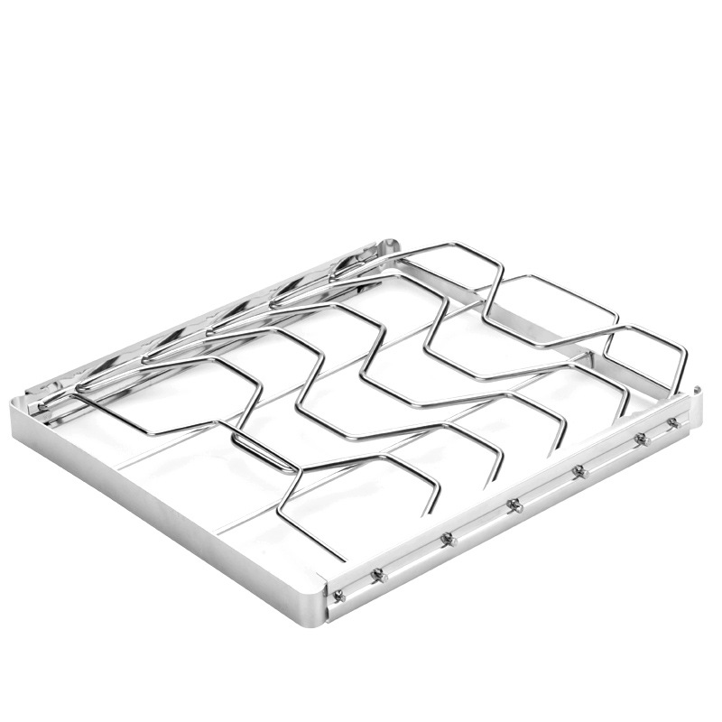 2-Pack Foldable Stainless Steel Rib Racks(26.6 x 22.2 x 2.3 cm) — image 4