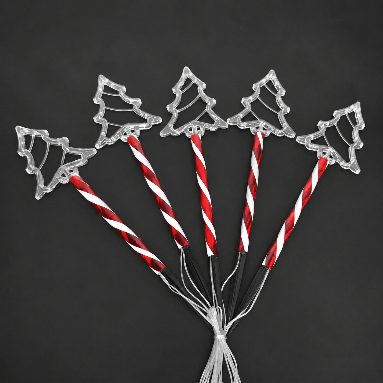 Solar-Powered Christmas Tree Stake Lights with Red-White Spiral Poles, Emitting a Warm White Glow - Perfect Outdoor Decoration for Garden, Lawn