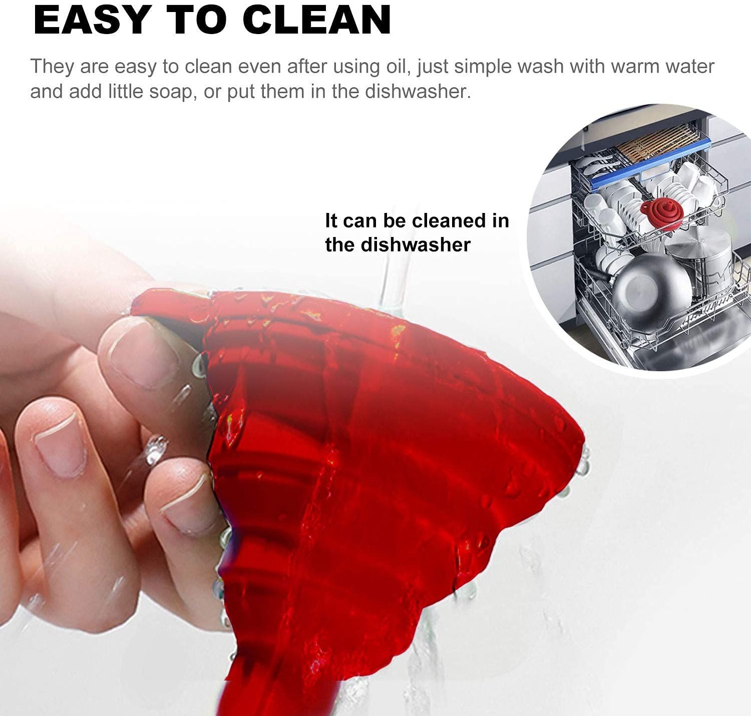 3 Pcs Silicone Collapsible Funnel, Funnels for Kitchen Use Filling Bottles, Food Grade Foldable Kitchen Funnels — image 3