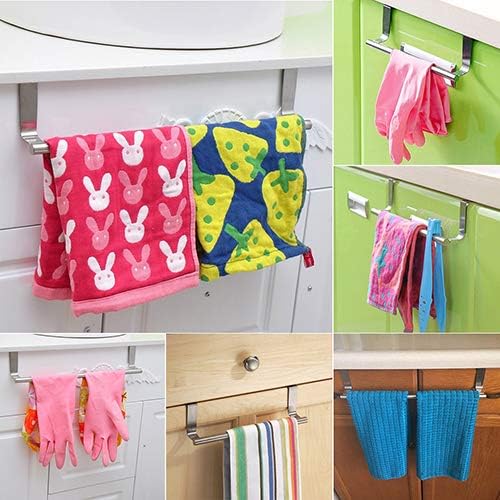 Stainless Steel Over The Cabinet Dish and Hand Towel Bar Holder Over Kitchen Drawer Door Towel Rack Hook Bathroom Towel Hanger 23 cm โ image 3