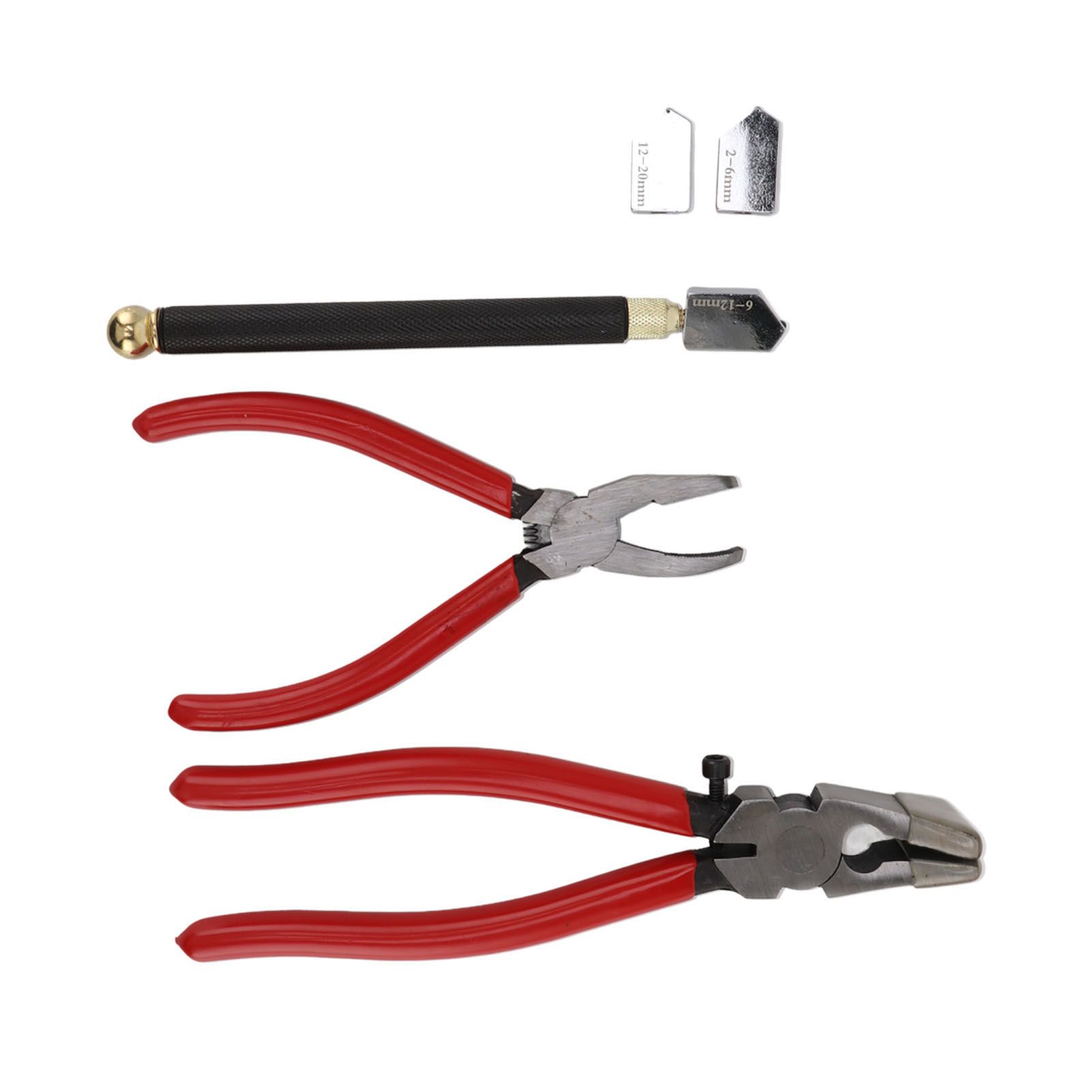 Glass Cutter Tool Kit Breaker Pliers Curve Jaw Glass Running Pliers Kit Glass Cutter Pen 2pcs Blades with Oil Dropper Screwdrive — image 4
