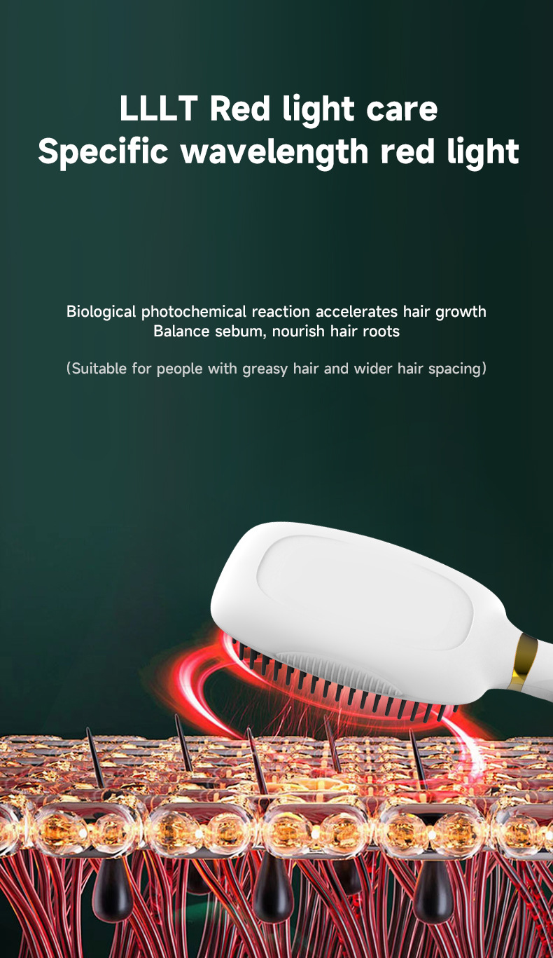 Black Advanced 3-in-1 Scalp & Hair Care Massage Comb - Red Light Therapy, EMS Microcurrent & Vibration for Healthy Hair Growth — image 5
