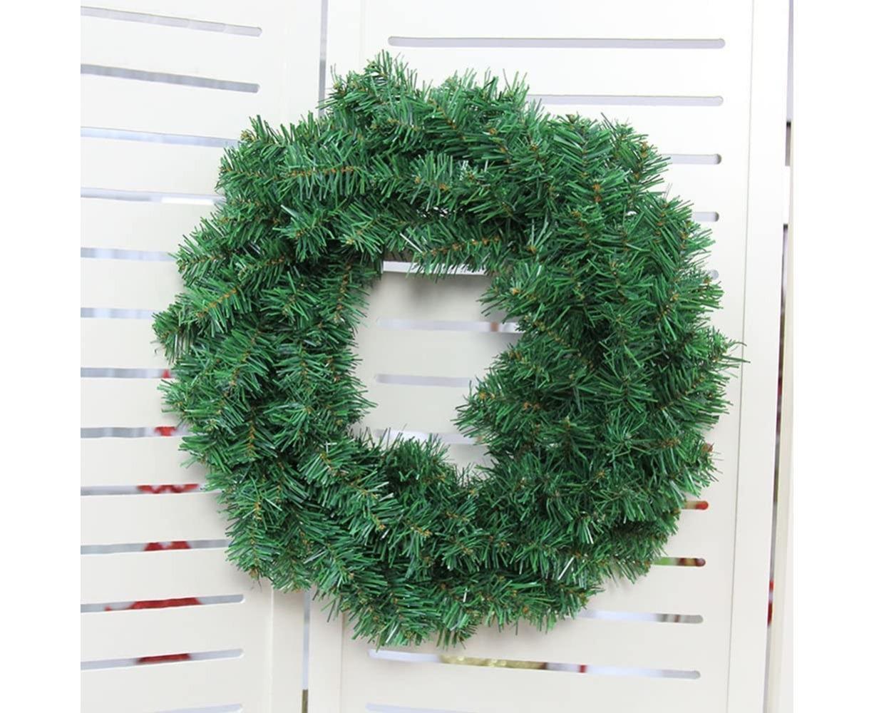 Christmas Wreaths for Front Door Outside, Wreaths for Christmas Decorations,12" Artificial Pine Christmas Wreath for Christmas Day Party - Green - 40cm — image 3