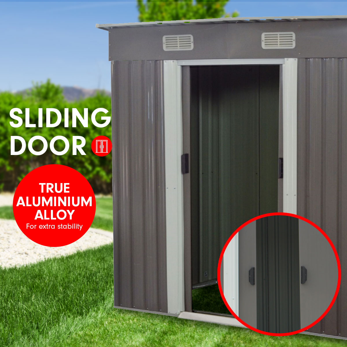 Wallaroo 4ft x 8ft Garden Shed with Base Flat Roof Outdoor Storage - Grey โ image 4
