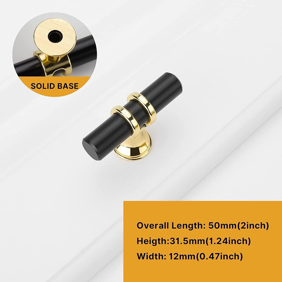 Cabinet Knobs - Drawer Knobs and Handles - 2 Pieces - Black and Gold, Single-Drill Design - Zinc Alloy - Suitable for Kitchen, Dressing Table, and — image 2