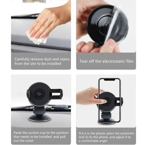 Automatic Smooth Mobile Phone Holder Car Dashboard Smartphone Holder Suction Cup Mobile Phone Holder, Black/Grey Color Options — image 4