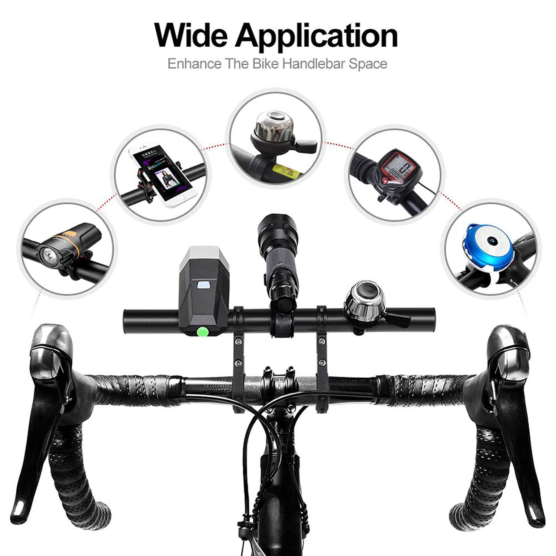 Bike Bicycle Double Handlebar Extender Extension,11.8"(30 cm) Aluminum alloy Super Long Bracket Accessories,For Bike Mounts — image 4