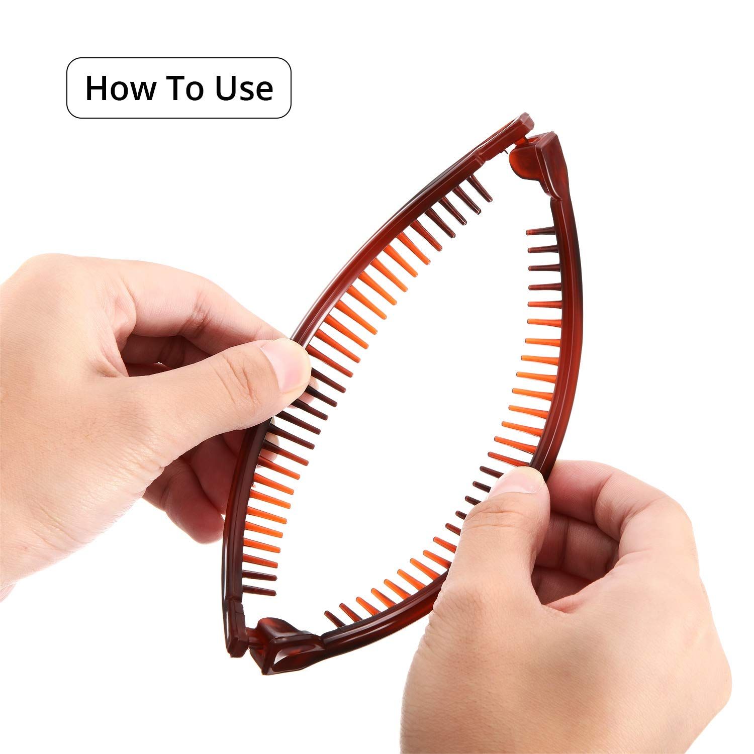 6 Pcs Banana Clip Hair Clincher Combs Classic Banana Hair Clip Fish Shape Ponytail Clips for Women Girls Thick Curly Thin Fine Hair(Brown, White, Black) โ image 3