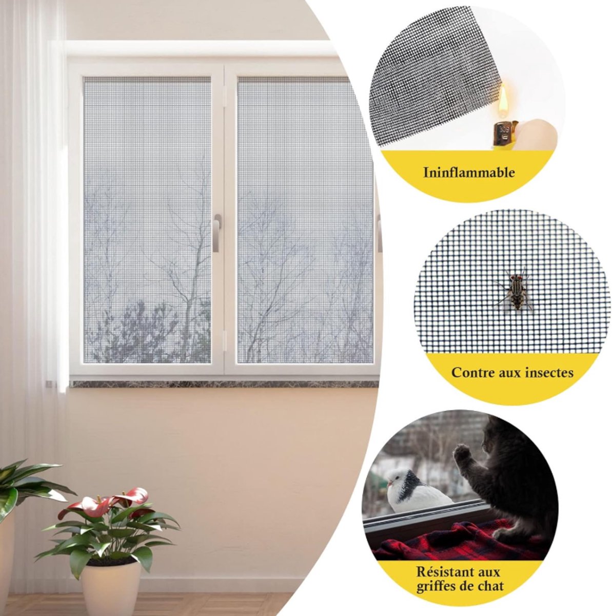 Window screen 100 x 300 cm - Gray - Mesh - Universal Window Screen - Custom Made Mosquito Net - Make Your Own Screen - Anti Mosquito - Insect Screen - Door โ image 3