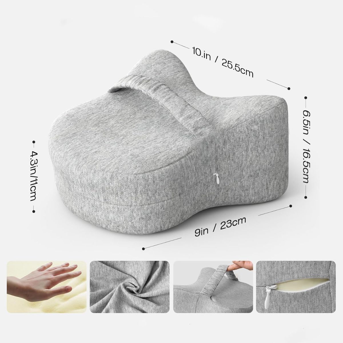 Legacy Leg & Knee Foam Support Pillow for Side Sleepers Soothing Relief for Back, Hips, Knees, Joints, Nerves & Muscles - White - Size 25.5cm*23cm — image 2