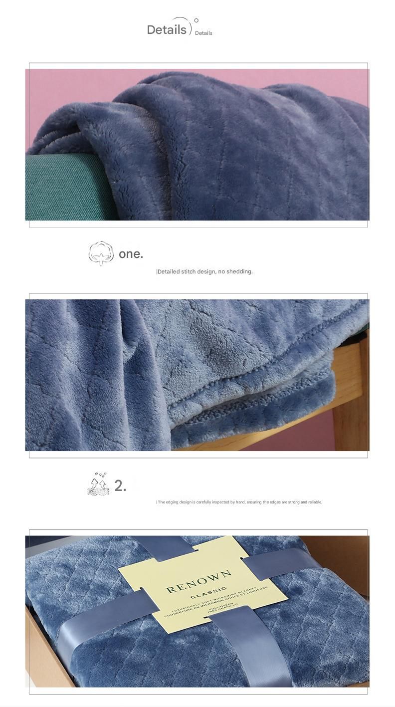 Grey 130*150cm Flannel Fleece Blanket - Quilted Diamond Pattern, Soft & Warm Polyester Throw for Office Nap, Sofa, Travel & Bed Use — image 5