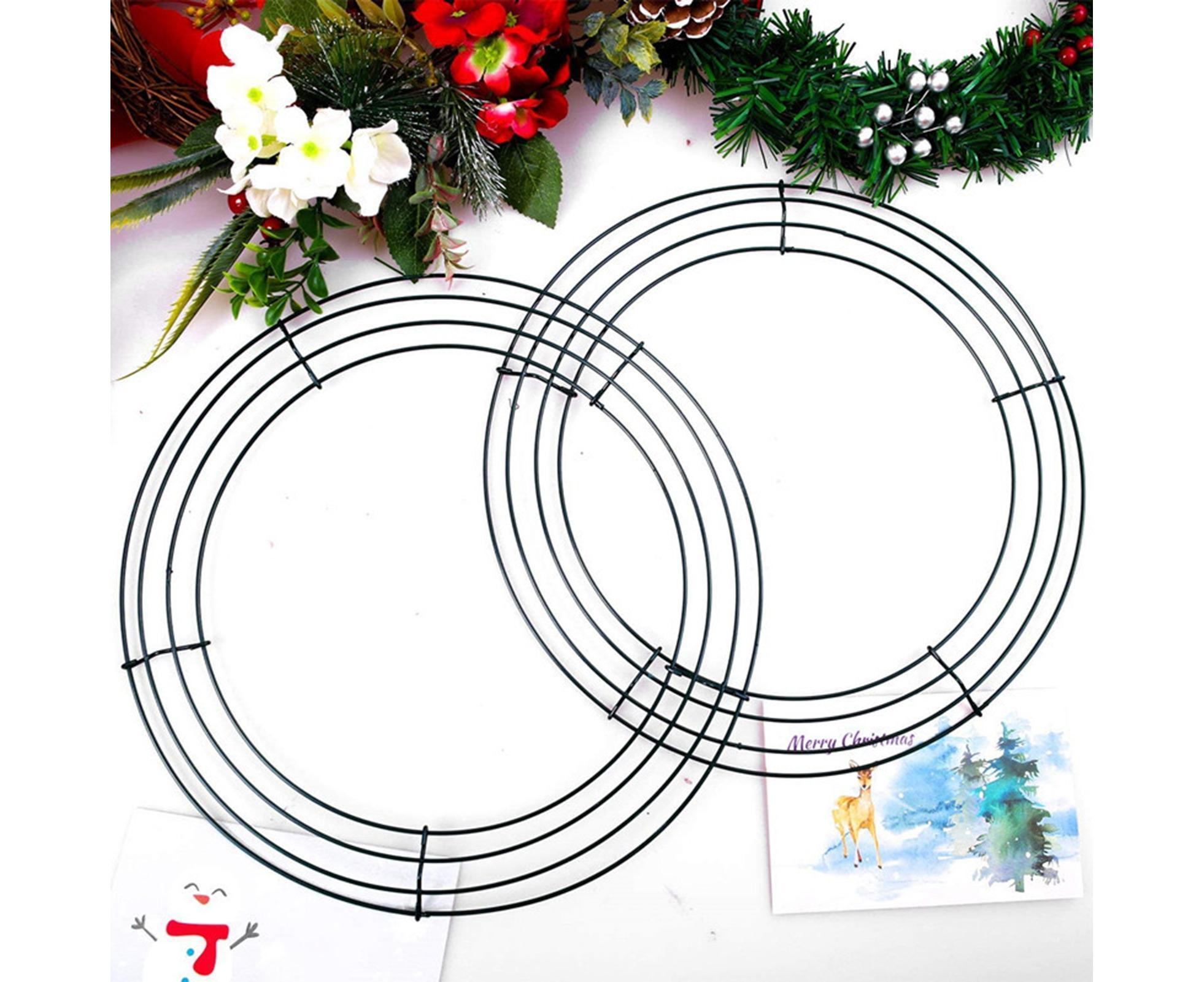 Wreath Frame Durable Wall Hanging Metal Rust-proof Wire Wreath Form for Home Decor-Black 40cm — image 3