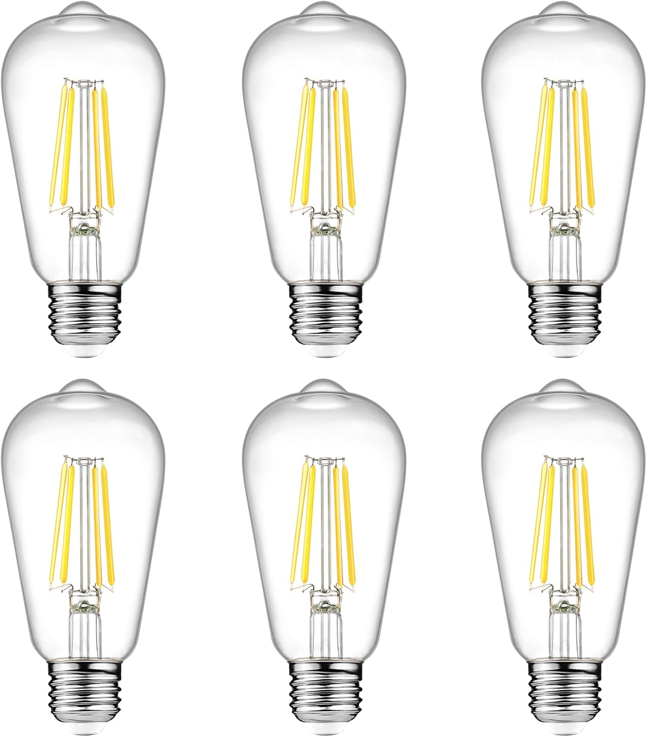 Vintage LED Edison Bulbs, 6W, Non-Dimmable, Equivalent 60W, High Brightness Cool White 4000K, ST58 Antique LED Filament Bulbs with 80+ CRI, E26 Medium Base