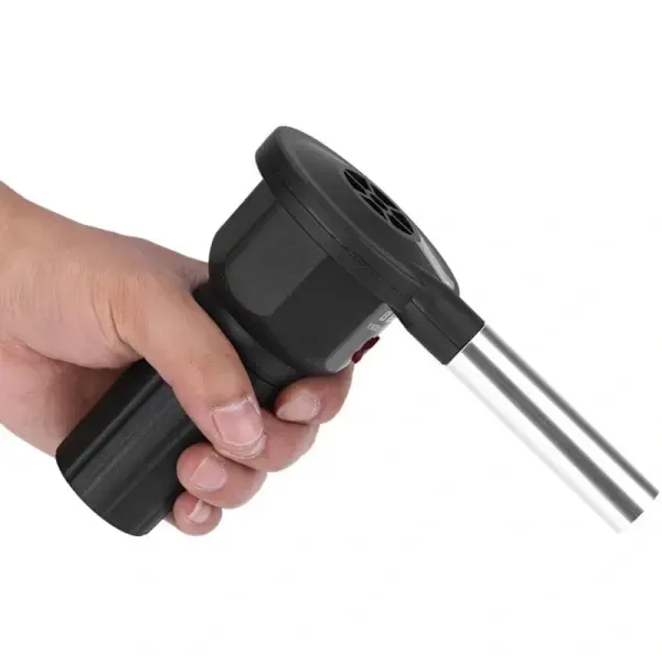 Portable Electric BBQ Fan, Battery-Operated Fire Starter with Plastic Body and Stainless Steel Tube for Grills, Black
