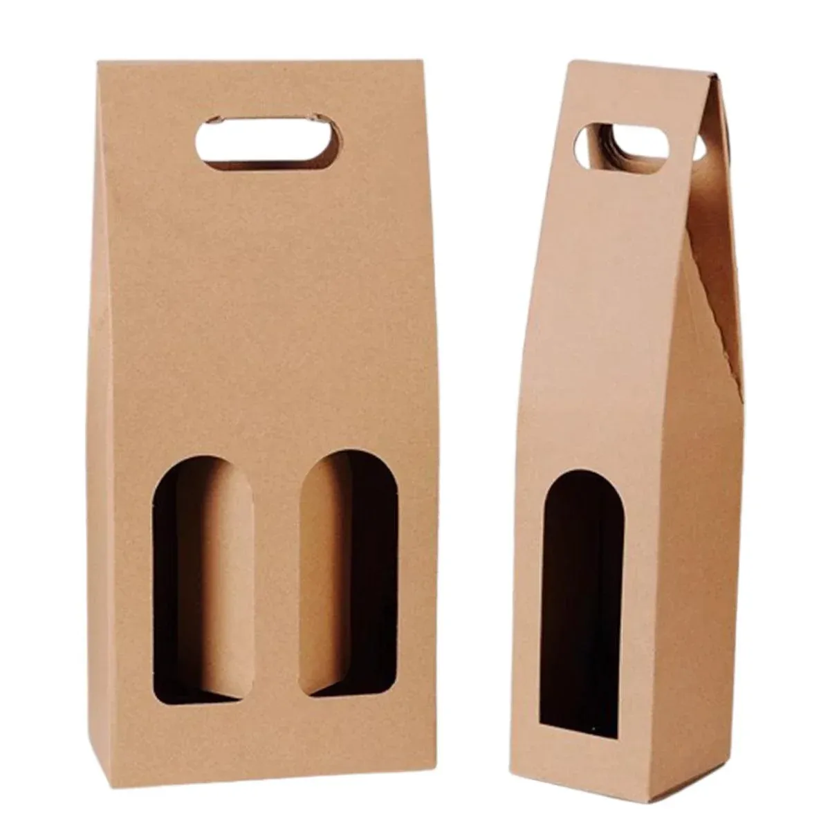30pcs Kraft Paper Wine Box for Gift Packaging Portable Wine Bottle Storage Box - Double โ image 3