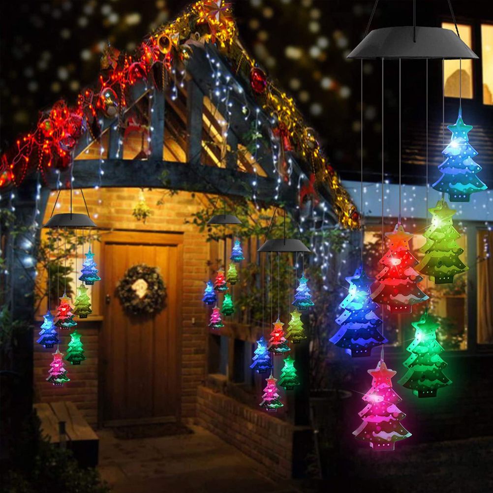 Christmas Solar Wind Chime Light Outdoor Solar Powered Waterproof LED Wind Chime Color Changing Light for Patio Garden Home — image 5