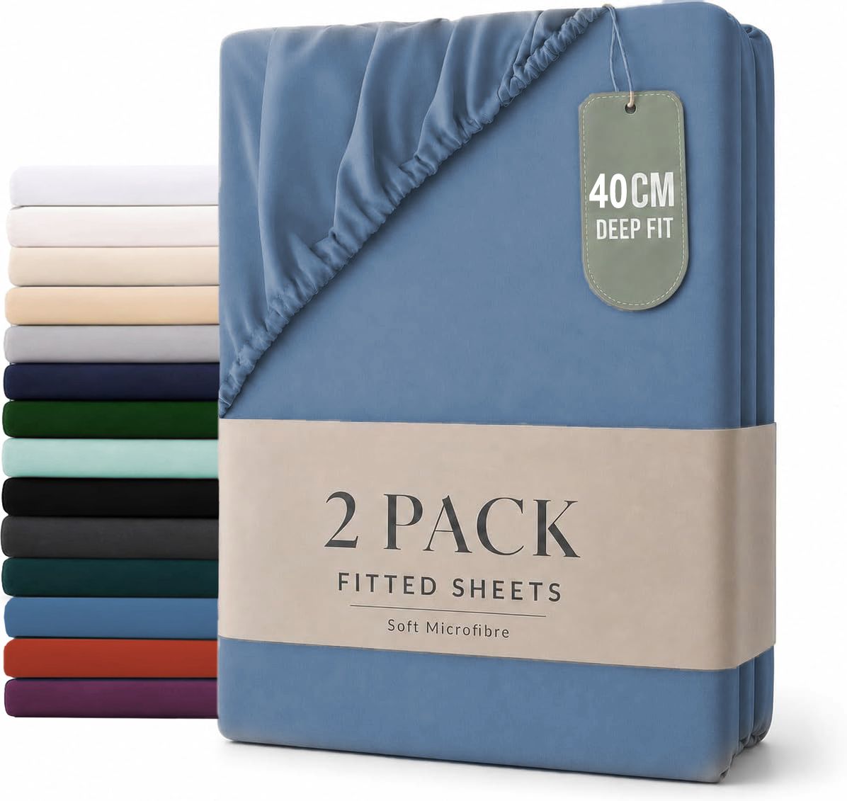 Hotel Quality Fitted sheets - 2 Piece Fitted sheets -Breathable Bedding - Wrinkle, Fade, Stain Resistant- 26inch/40cm Deep Pocket Fitted Bed Sheet-Wrinkle and