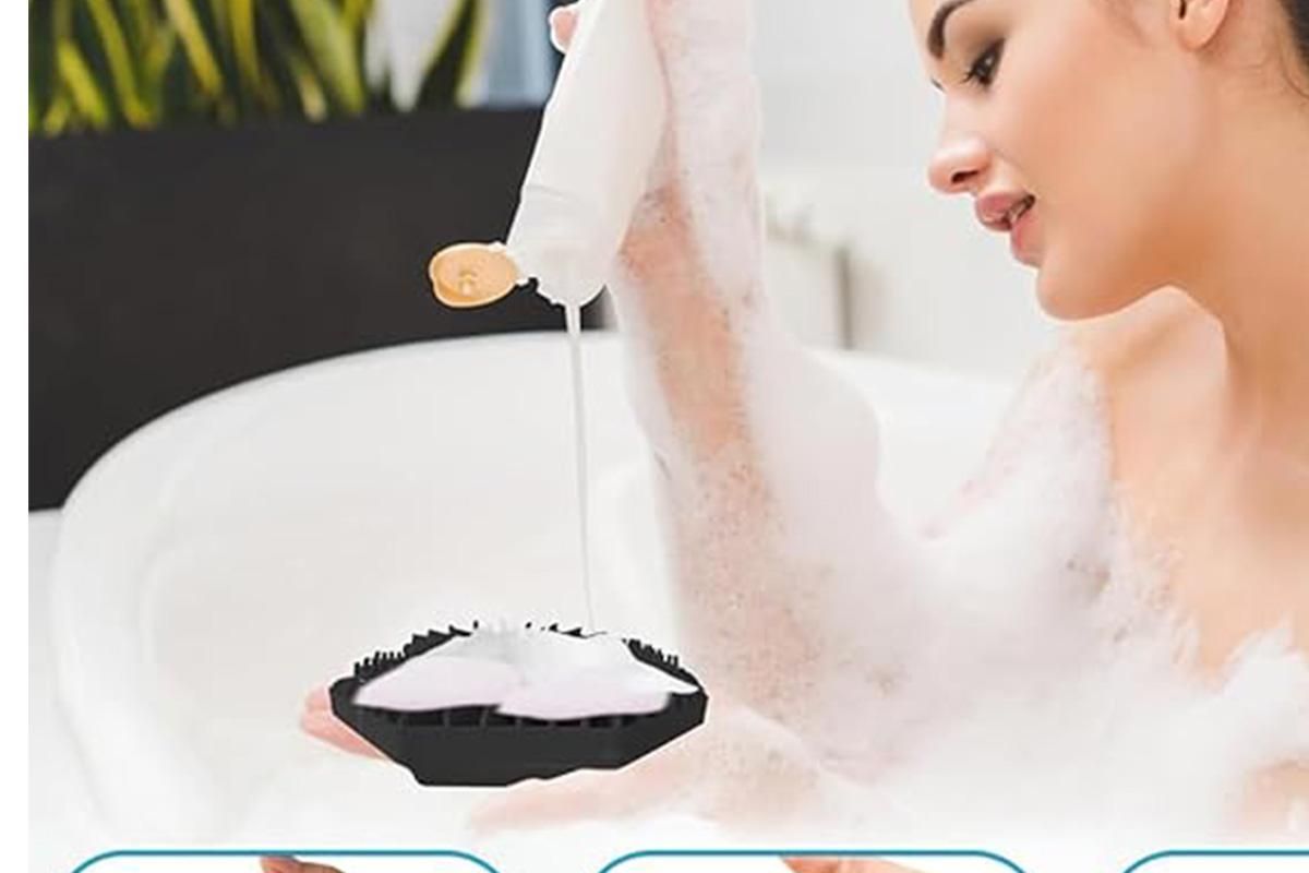 Silicone Body Cleansing Brush Shower Scrubber Gentle Exfoliating and Massage for all Kinds of Skin -Black — image 4