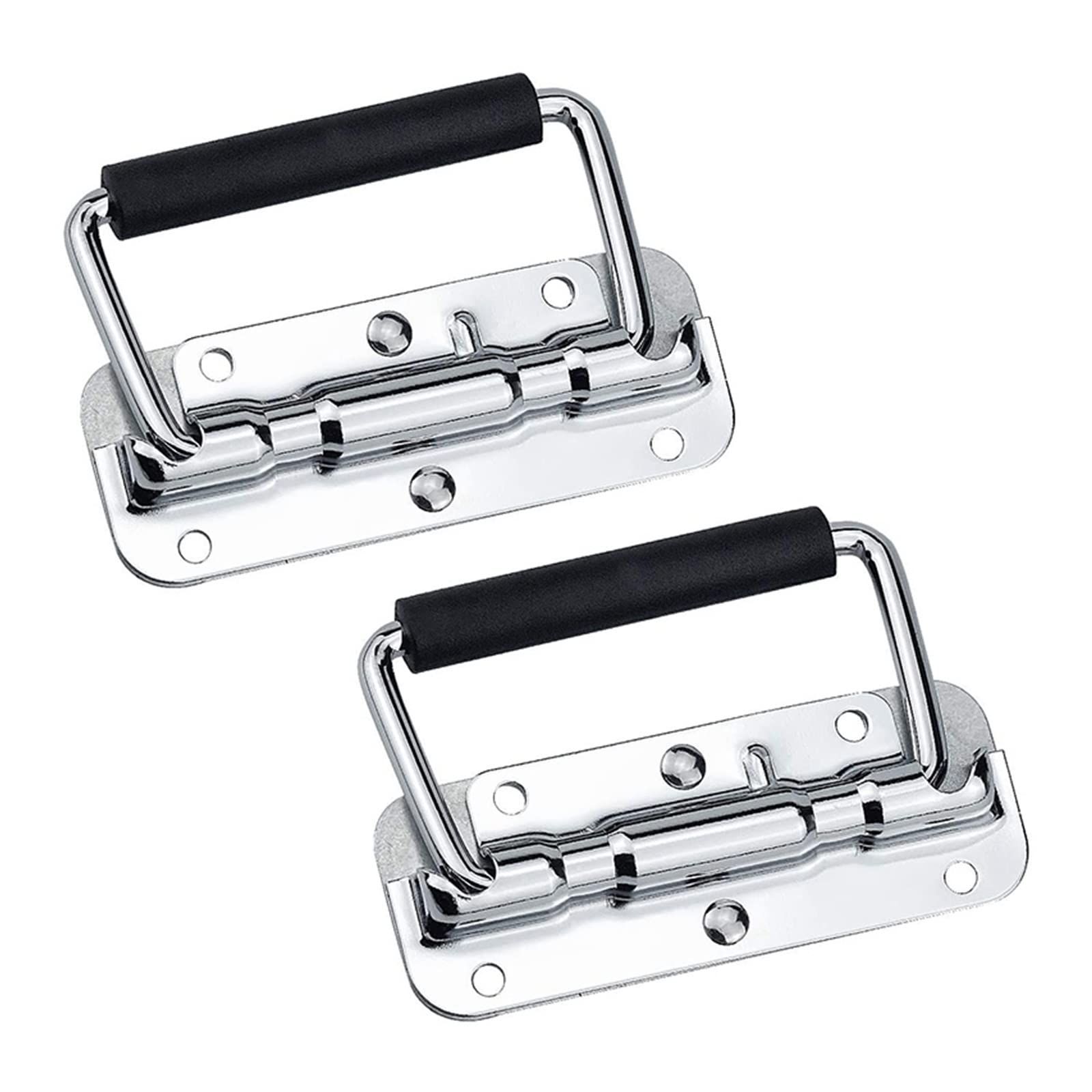 2 pcs Spring Loaded Surface Mount Handle with Rubber Grip, Stainless Steel Spring Handle Prop Box Tool Aluminum Box