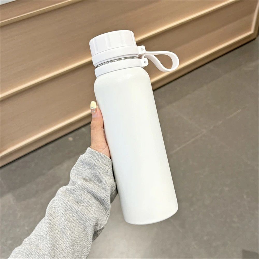 Insulated Water Bottle 30oz Stainless Steel for School and Travel Spout Lid Prevents Leaks, Sweat, and Dust (White) — image 2